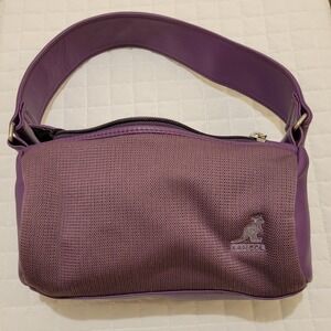 Rare Y2K Kangol Purple Vegan Leather Barrel Shoulder Bag Sporty Gym Work Vintage